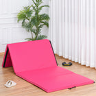 Soozier Folding Gymnastics Tumbling Mat - Exercise Mat with Carrying Handles for Yoga - MMA - Martial Arts - Pink - 4' W x 10' L x 2" D-2" Thick firm high-density EPE eco-friendly foam for ultimate comfort and durability 