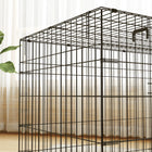 PawHut 41" L Folding Metal Dog Kennel with 2 Doors, Tray and Cushion - Black-Colour: Black, Beige 