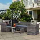 Outsunny 4-Piece Patio Furniture Set with Cushions - Grey-Thick seat cushions for comfort