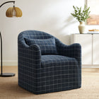 Modway Bardot Slipcovered Linen Blend Accent Chair - Denim Windowpane Check-Linen Blend Upholstery