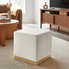 Modway Tilden 17" Square Performance Velvet Upholstered Ottoman - Alabaster/Natural-Dense Foam Padding