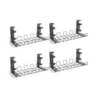 ShoppingAll Under Desk Cable Organizer Tray Wire Management Rack with 10 Cable Ties - Black - 4 Pack-SIMPLE INSTALLATION: This under desk cable management tray requires no drilling or tools for installation and easily clamps onto any desk surface up to 3.5cm thick.
