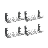ShoppingAll Under Desk Cable Organizer Tray Wire Management Rack with 10 Cable Ties - Black - 4 Pack-SIMPLE INSTALLATION: This under desk cable management tray requires no drilling or tools for installation and easily clamps onto any desk surface up to 3.5cm thick.