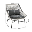 Manhattan Comfort Ashland Modern 5-Piece Patio Conversation Set - Grey-Made of High Quality Water Proof Fabric with a UV Resistant Coating