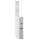 HOMCOM Narrow Bathroom Floor Cabinet with Drawer and Open Shelves - White, Grey-With a tall and slim profile in modern style  