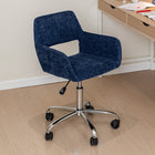 Homy Casa Adjustable Office Chair Chrome Base Fabric - Navy Blue-Sturdy Chrome Base: The durable chrome base ensures stability and can withstand daily use, ensuring long-lasting performance