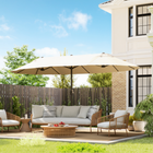 Outsunny Extra-Large Double-Sided Patio Umbrella with Twin Canopy and Crank - 15' - Beige-Large 8.7' diameter double canopy umbrella with 7.8' height for wide coverage from the sun