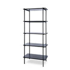 Can-Bramar Etagere Bookcase 5 Shelves 80W x 34.3D x 181.8H cm, Matte Black Frame w/Black Melamine Shelves (HP20905-MBB)-5 Shelves