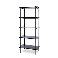 Can-Bramar Etagere Bookcase 5 Shelves 80W x 34.3D x 181.8H cm, Matte Black Frame w/Black Melamine Shelves (HP20905-MBB)-5 Shelves