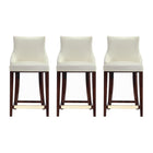 Manhattan Comfort Shubert 22.64" Modern Leatherette Upholstered Counter Stool - Ivory - 3 Pack-Modern Counter Stool with Backseat Perfect for Counter and Kitchen Use. Set of 3