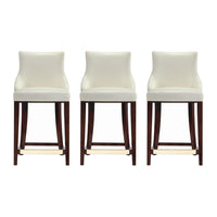 Manhattan Comfort Shubert 22.64" Modern Leatherette Upholstered Counter Stool - Ivory - 3 Pack-Modern Counter Stool with Backseat Perfect for Counter and Kitchen Use. Set of 3