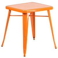 Flash Furniture 24'' Square Metal Indoor/Outdoor Table, Orange (CH3133029OR)-Orange/Metal, Rubber