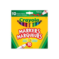 Crayola Broad Line Markers, 10 Count-Features 10 Broad Line Markers in classic colours that are perfect for the classroom