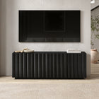 Hudson&Canal Molly Rectangular Fluted TV Stand for TV's up to 75" - Black Grain-Constructed of sturdy MDF and PVC materials in a handcrafted black grain finish