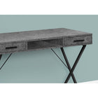 Monarch Specialties 7795 42" Computer Desk - Grey Stone-Look/Black Metal-This grey stone-look desk features a contemporary X-design black metal base that ensures sturdiness