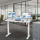 Motionwise M1 Series Height Adjustable Electric Sit Stand Desk - 48" x 24" - Home Office Desk with Single Wooden Desktop - White-Premium Durability & Stability: Crafted with a 1” thick wooden (particle board) top and powder-coated steel framework, this desk is designed for long-term durability while providing a sleek, professional look