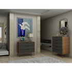 Manhattan Comfort Rockefeller Mid-Century Modern Bedroom Dresser 2-Piece Set - Nature/Textured Grey-Choose Your Handle Design When the Product is at Your Home! Option for Cut-Out Edge Handle, or Flush Design Look.