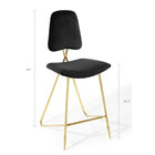 Modway Ponder Performance Velvet Bar Stool - Black-Gold Stainless Steel Frame