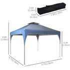Outsunny 10 ft W x 10 ft L Pop Up Canopy with 2 Tier Vented Roof Carrying Bag - Blue-Oxford fabric canopy with sliver coating is UV and water resistant