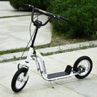 Aosom Youth Kick Scooter with 12'' Inflatable Rubber Wheel - White-Height adjusts from 33.5" 
