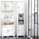 HOMCOM Tall Bathroom Storage Cabinet with Two-Tier Shelf and Two Doors - White-Features 2 door-cabinets and 2 shelves for storing and displaying daily essentials    