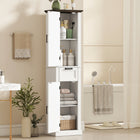 HOMCOM 65" Tall Bathroom Storage Cabinet with Shelves and Drawer - White-Solid MDF construction supports up to 88 lb. (40 kg) for reliability  
