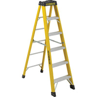 Featherlite 6900 Series 6' Industrial Heavy-Duty Fiberglass Stepladder-Nominal Height: 6'