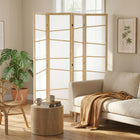 HOMCOM 4 Panel Freestanding Room Divider - Natural Wood-Overall Dimensions: 63"L x 0.7"D x 66.9"H (160 x 1.8 x 170 cm) 
