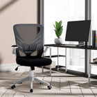 Vinsetto Mesh Task Office Chair with Lumbar Support and Armrests - Grey-Flip-up armrest to save space