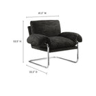 Modway Ansel Boucle Fabric Accent Chair - Charcoal-Polished Stainless Steel Frame