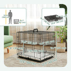 PawHut 24" L Folding Metal Dog Crate with 2 Doors, Removable Tray and Soft Cushion - Black-Removable ABS tray for simple cleaning 