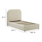 Modway Keynote Performance Velvet Curved Twin Platform Bed - Alabaster-Stain-Resistant Performance Velvet