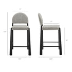 Modway Hayley Upholstered Fabric Counter Stools 2-Piece Set - Black/Camel-Arched Half-Moon Backrest