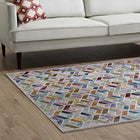 Modway Laleh Geometric Mosaic Area Rug - 4 ft W x 6 ft L - Multicolored-Gripping Grooved Rubber Underside 