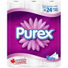 Purex Bathroom Tissue Double Roll - White - 12 Pack-With twice as many sheets per roll, you’ll change the roll less often