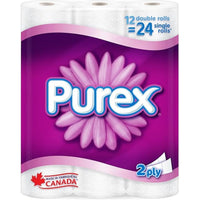 Purex Bathroom Tissue Double Roll - White - 12 Pack-With twice as many sheets per roll, you’ll change the roll less often