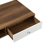 Modway Transmit Coffee Table - Walnut White-White Lacquer Drawer