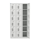 Ceha NH Series 6-Tier Commercial-grade Steel Locker with Front Vents and Standard Sash Lock - Bank of 3 - Light Grey-Ideal for gyms, schools, industrial settings, and employee changing areas