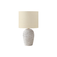 Monarch Specialties 17" H Transitional Table Lamp - White Rattan / Beige Shade-Refresh your home with this stylish 17"h table lamp featuring a white rattan base and a chic beige fabric shade, perfect for creating a warm and inviting ambiance in your living room, bedroom, or home office