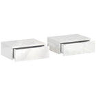 HOMCOM Floating Nightstands with Drawer - White - Set of 2-Set of two floating nightstands adds balance and style to your bedroom
