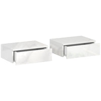 HOMCOM Floating Nightstands with Drawer - White - Set of 2-Set of two floating nightstands adds balance and style to your bedroom