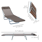 Outsunny Outdoor Lounge Chair - Folding Adjustable Reclining Chair - Brown-Made from UV-resistant mesh materials with powder coated steel frame