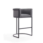 Manhattan Comfort Cosmopolitan 23.7" Mid-Century Modern Faux Leather Upholstered Bar Stool - Grey and Black - 3 Pack-Semi Circle Open Design with Tight Back Finish