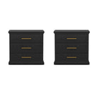 Manhattan Comfort Clifford Traditional 3-Drawer Nightstand - Black-Rounded Edges: Soft contours add visual appeal and a smooth, finished look