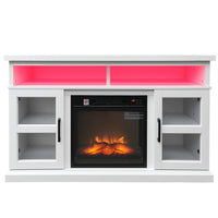 HOMCOM 48" Fireplace TV Stand - White-Wide top surface supports TVs measuring up to 55 inches