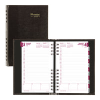 Brownline 2027 CoilPro Daily Planner Twin-wire binding, lizard-like hard cover - 8" x 5" - Black-12-Month: January 2027 to December 2027