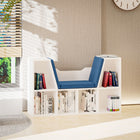 HOMCOM 6-Cubby Bookcase with Seat Cushion - Blue-Six cubby to store books, decorations and more