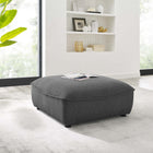 Modway Comprise Sectional Sofa Ottoman - Charcoal-Durable Polyester Fabric Upholstery