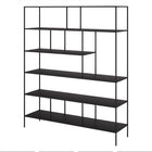 Hudson&Canal Whitmore 72"H Bookcase - Blackened Bronze-Top has weight capacity of 30 lbs, middle shelves can hold 40 lbs, each, lower shelf can hold 50 lbs