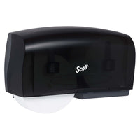 Scott Essential High Capacity Coreless JRT Twin Toilet Paper Dispenser (09608) - Black-Coreless double jumbo roll toilet paper dispenser